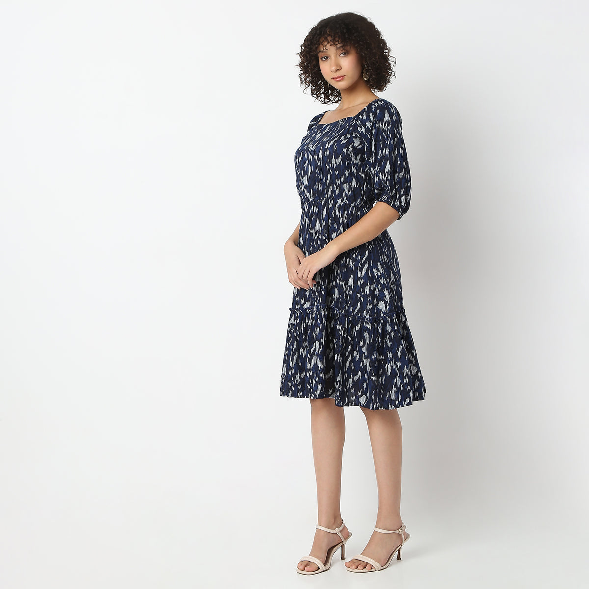 Flare Fit Printed Knee Length Dress