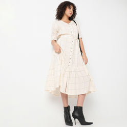 Flare Fit Printed V-Neck Dress