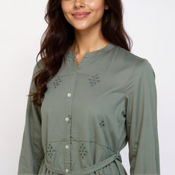 Button Down Tiered Schiffli Dress