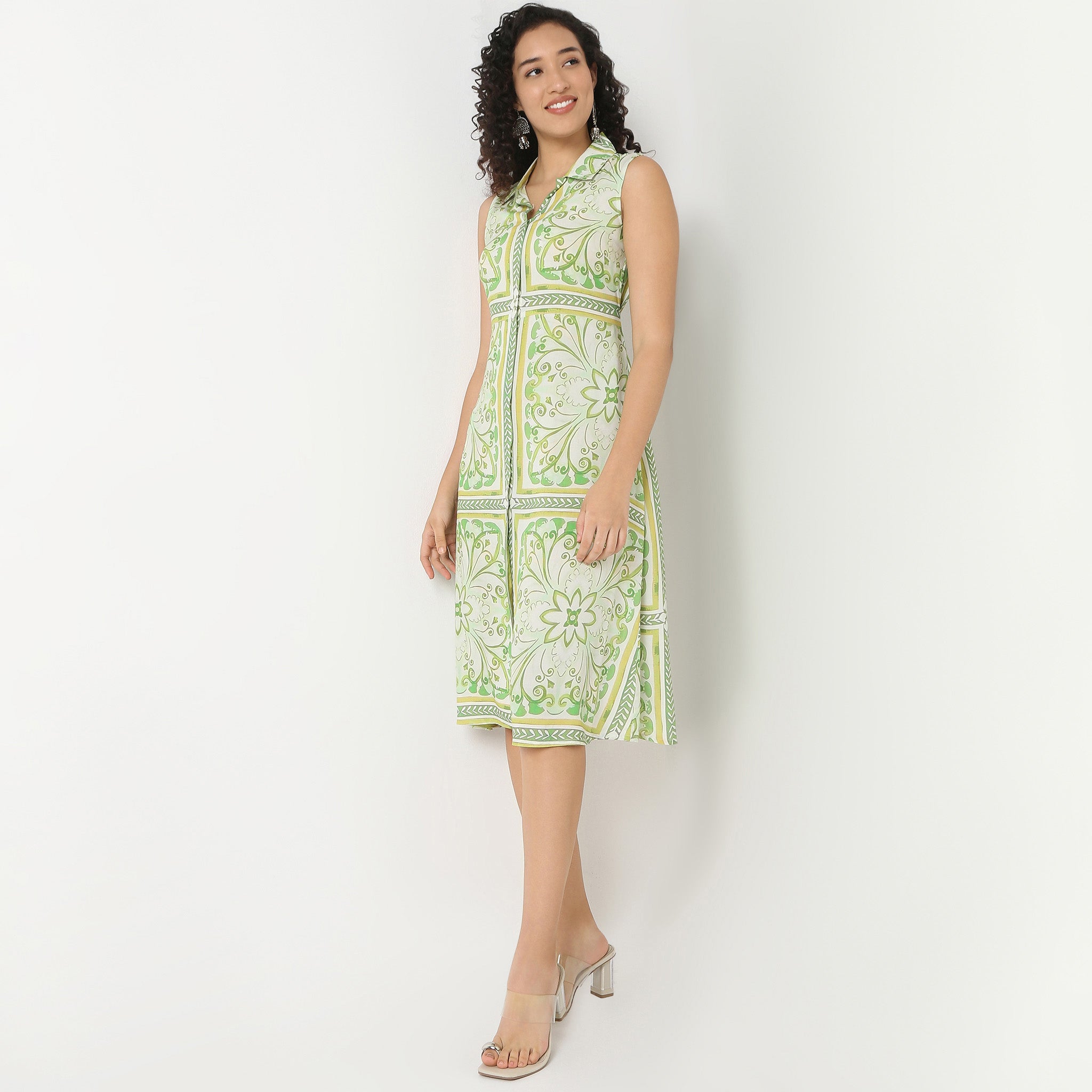 Belted Sleeveless Shirt Dress