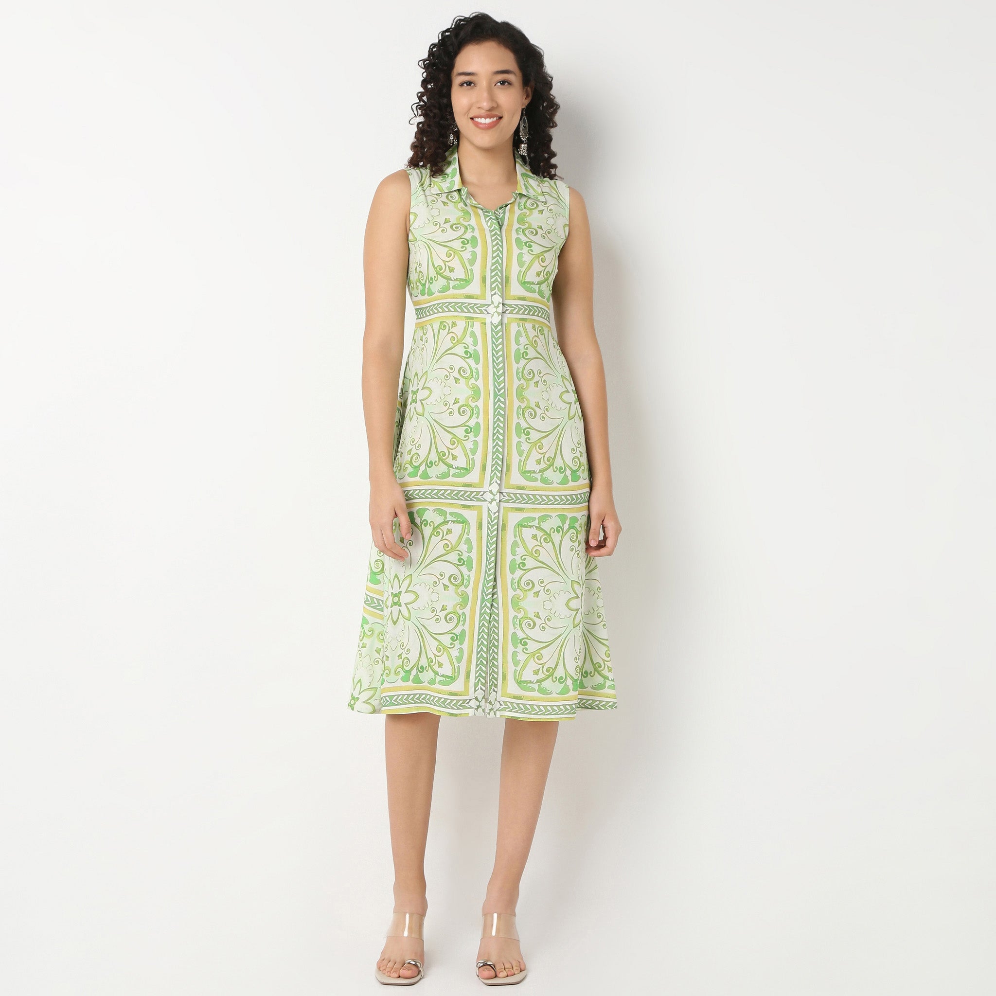 Belted Sleeveless Shirt Dress