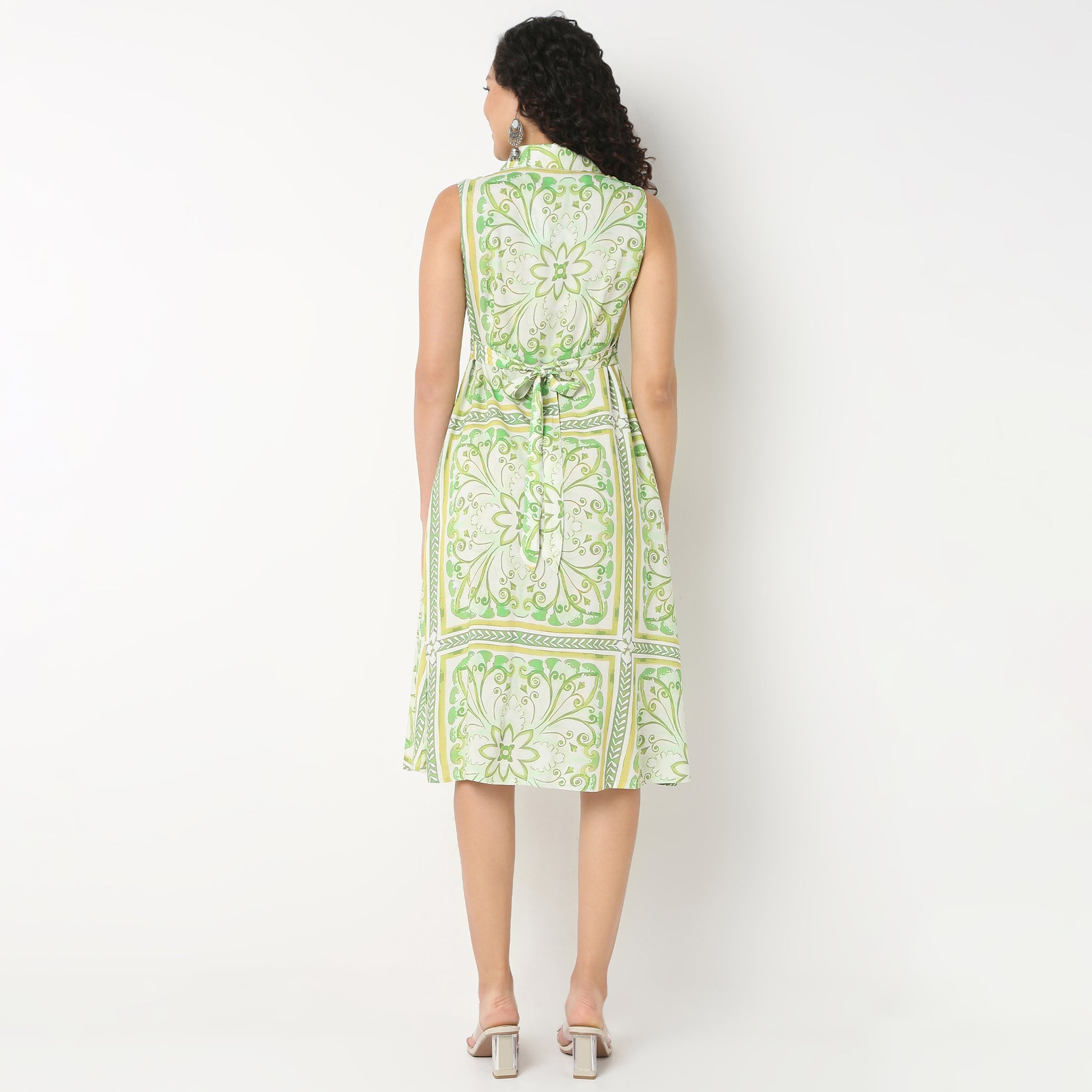 Belted Sleeveless Shirt Dress