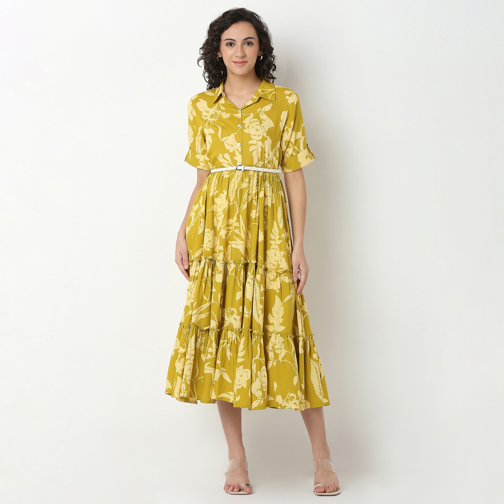 Printed Rayon Flared Dress