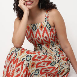 Strappy Tiered Printed Dress