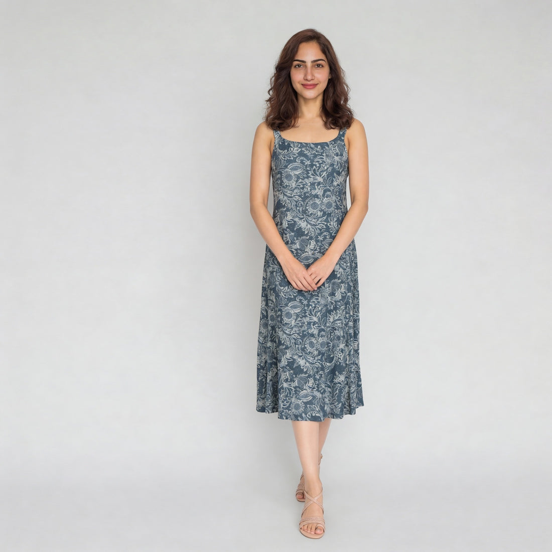Printed Boat Neck Dress