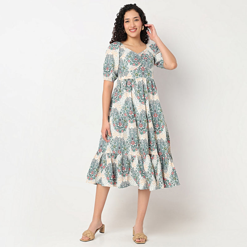 Printed Tiered Dress