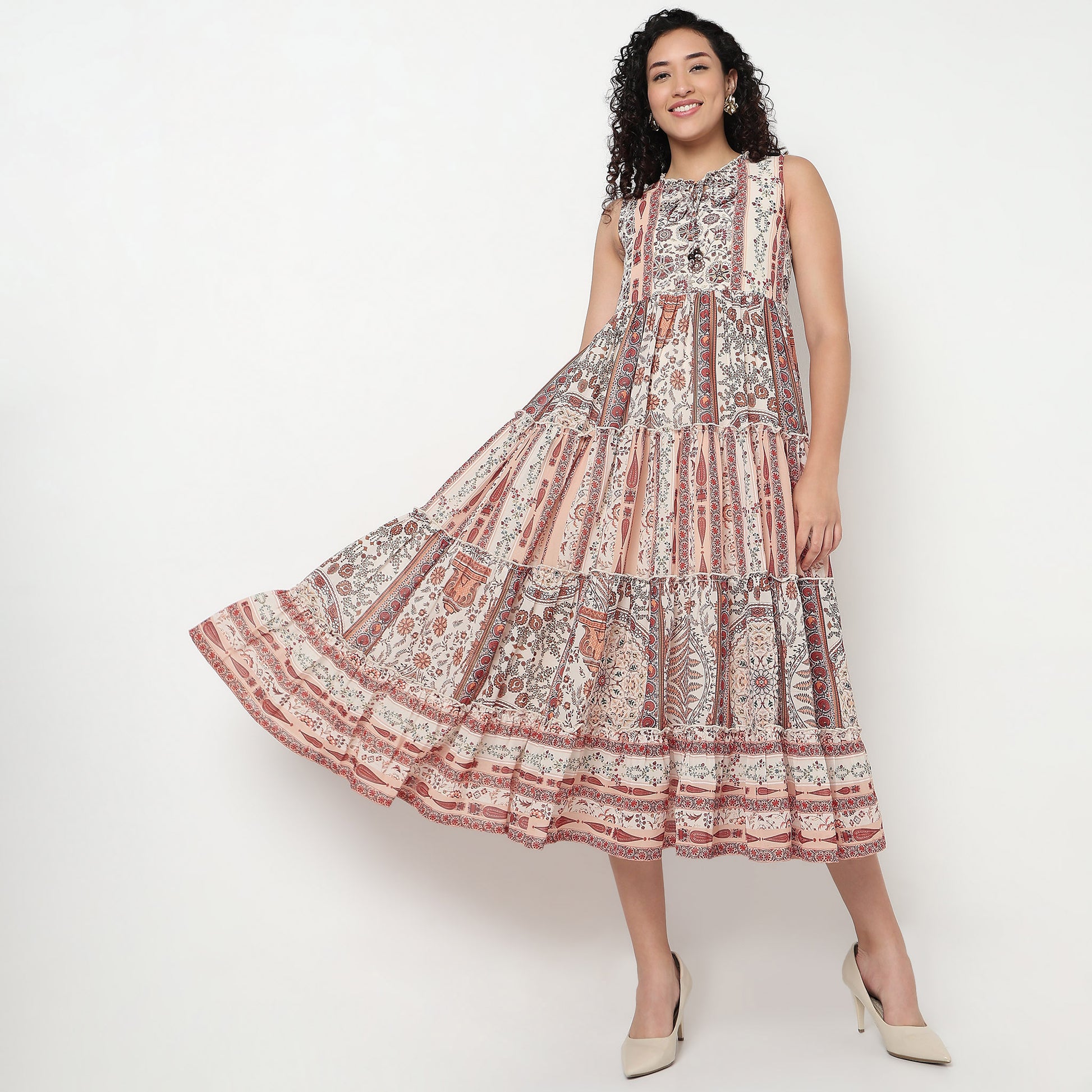 Buy Women Flare Fit Printed Sleeveless Dress  - Style Union