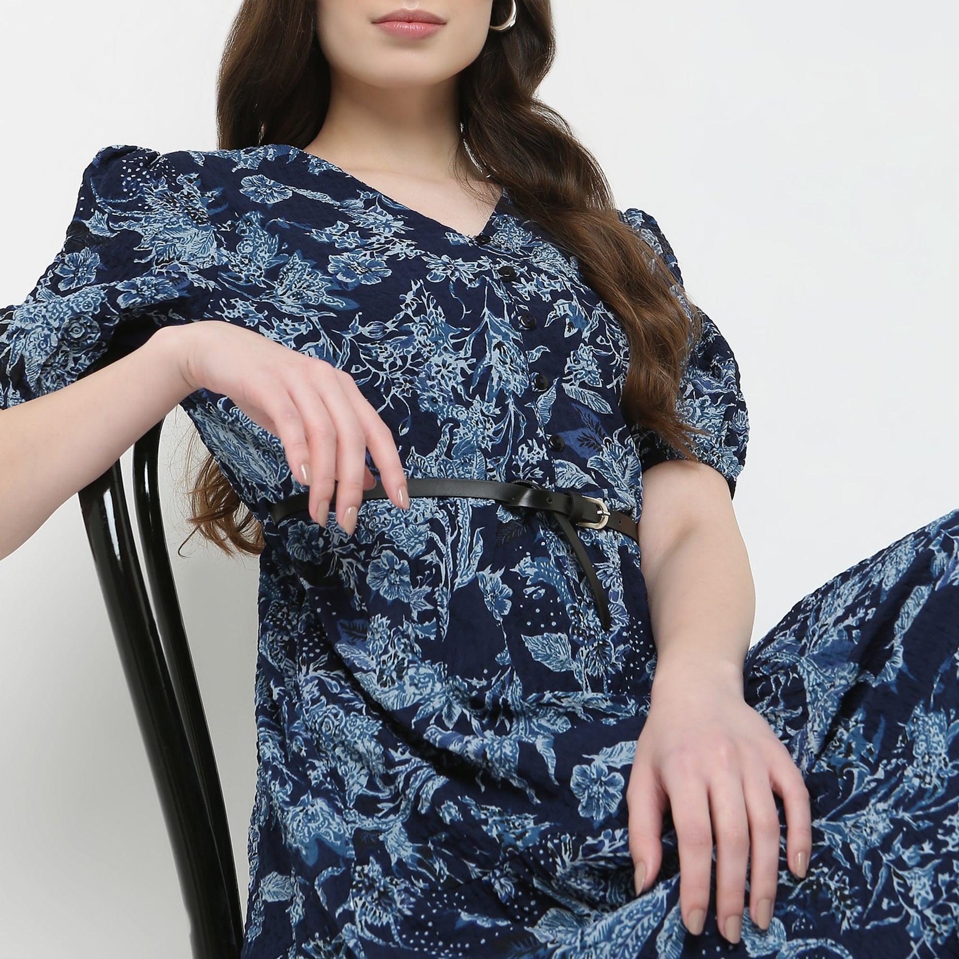 V-Neck Printed Tiered Dress