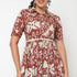 Camp Collar Tiered Floral Dress with Belt