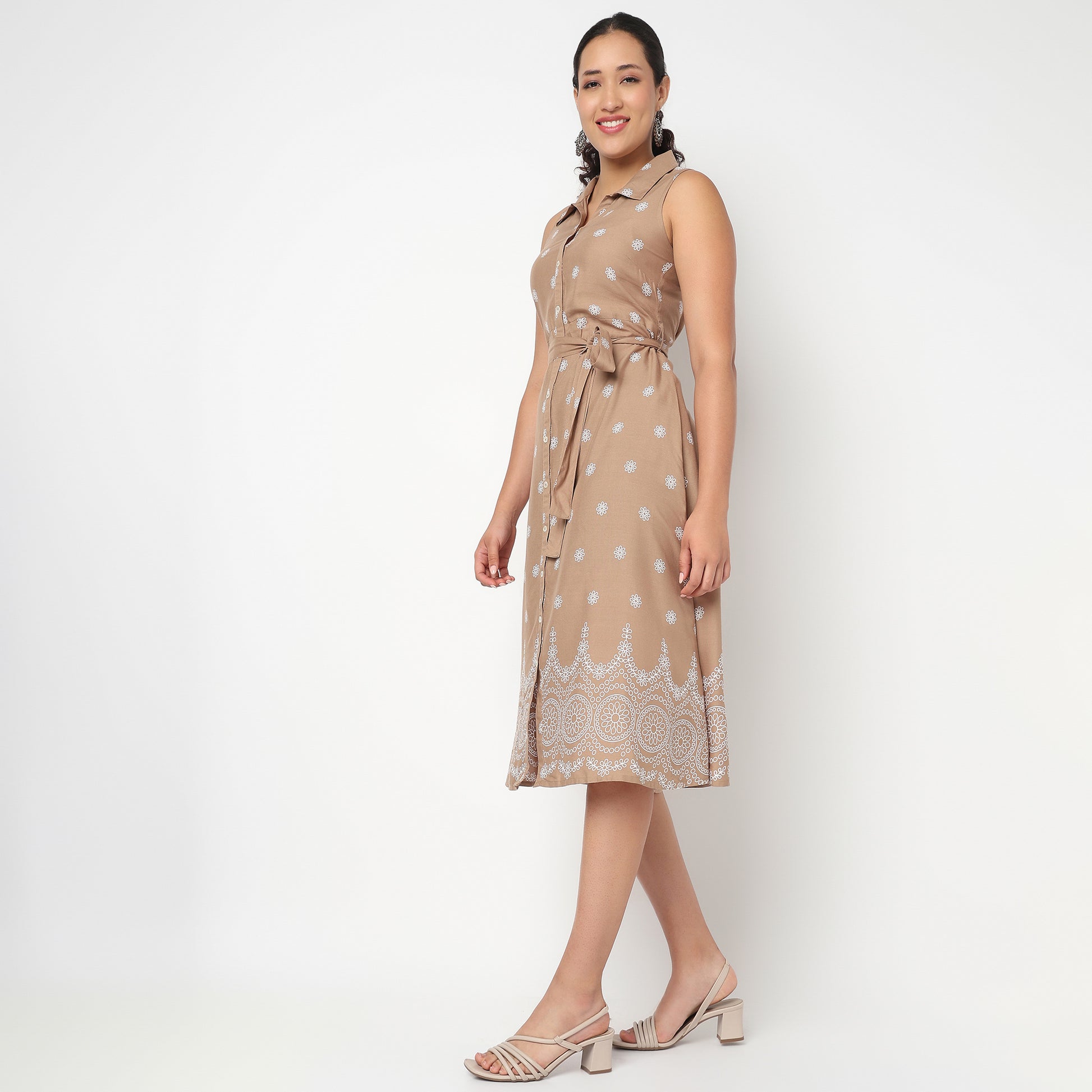 Emroidered Shirt Sleevless Dress