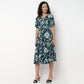 V-Neck Front Ruched Tiered Dress