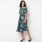 V-Neck Front Ruched Tiered Dress