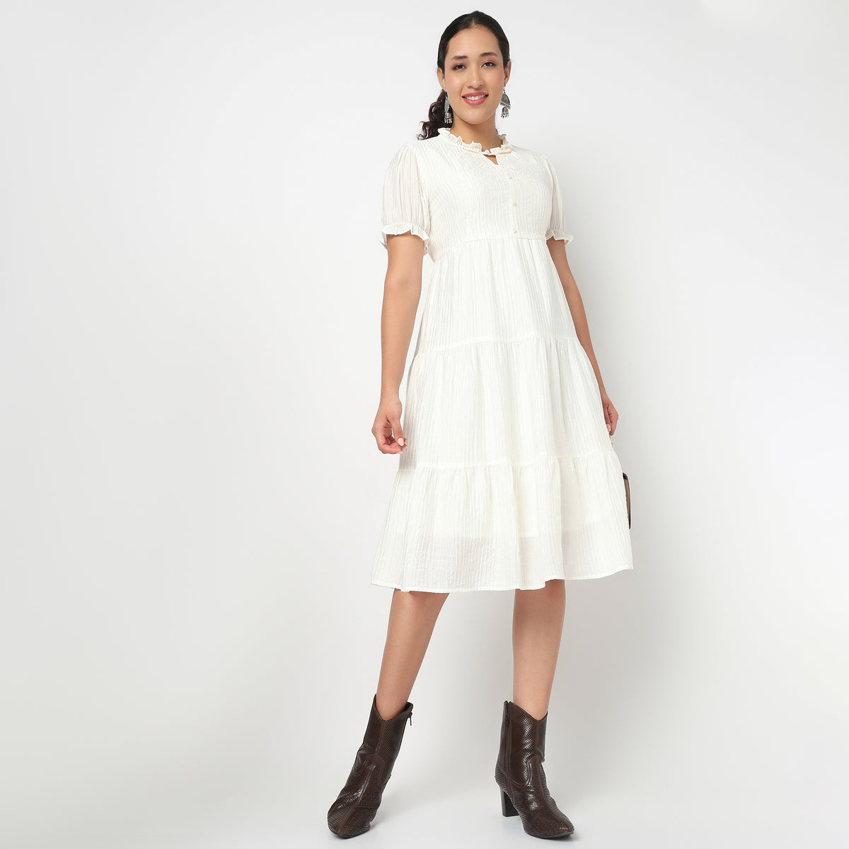 Round Neck Tiered Dress