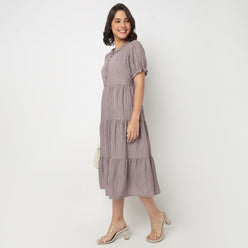 Round Neck Tiered Dress