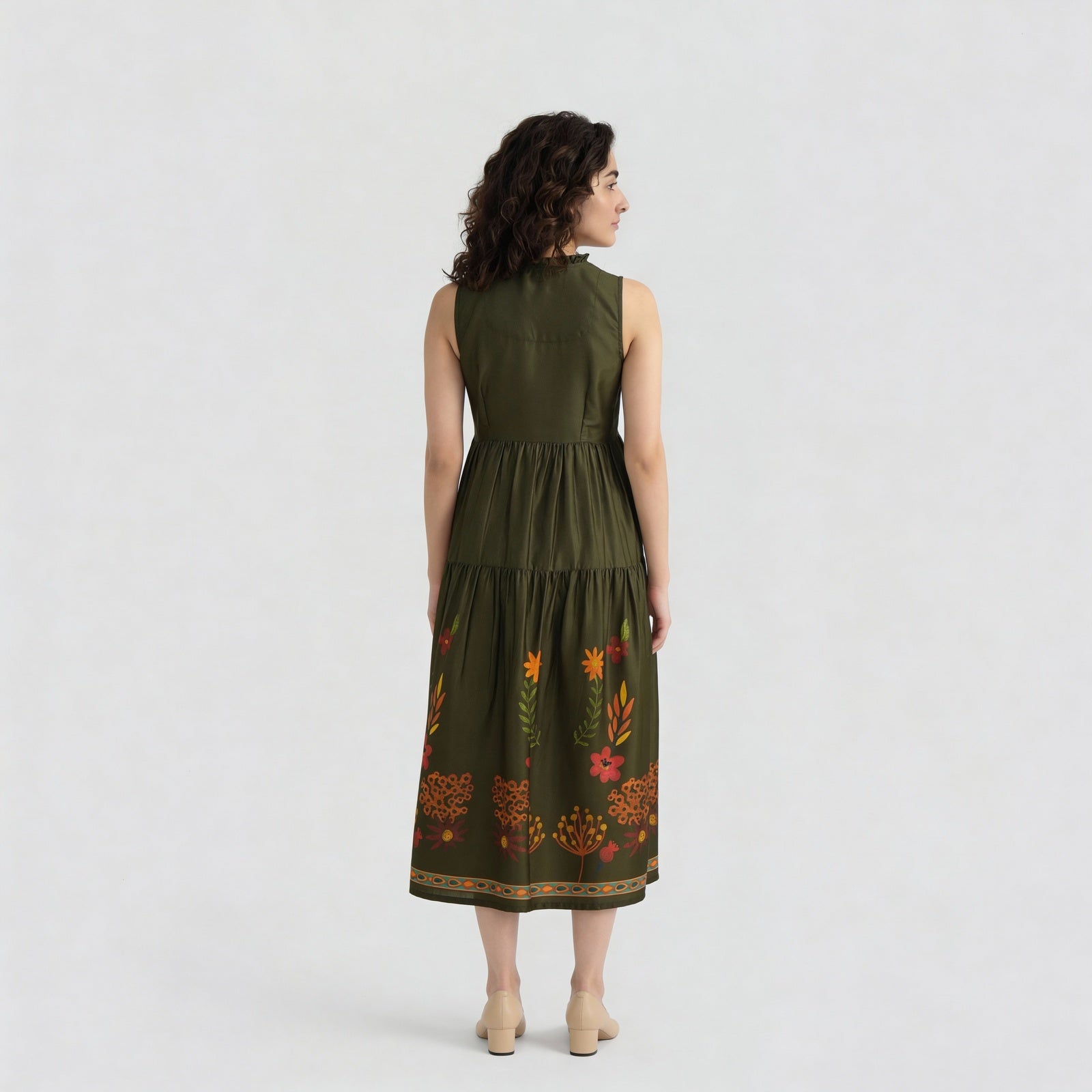 Polyester Printed Sleeveless Dress