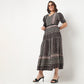 V-Neck Printed Tiered Dress