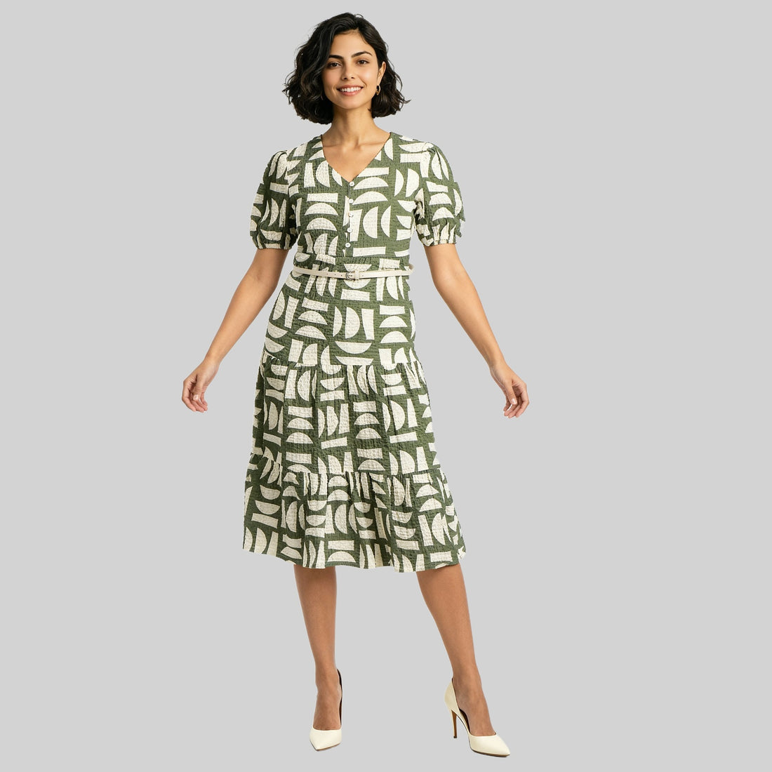 V-Neck Tiered Dress
