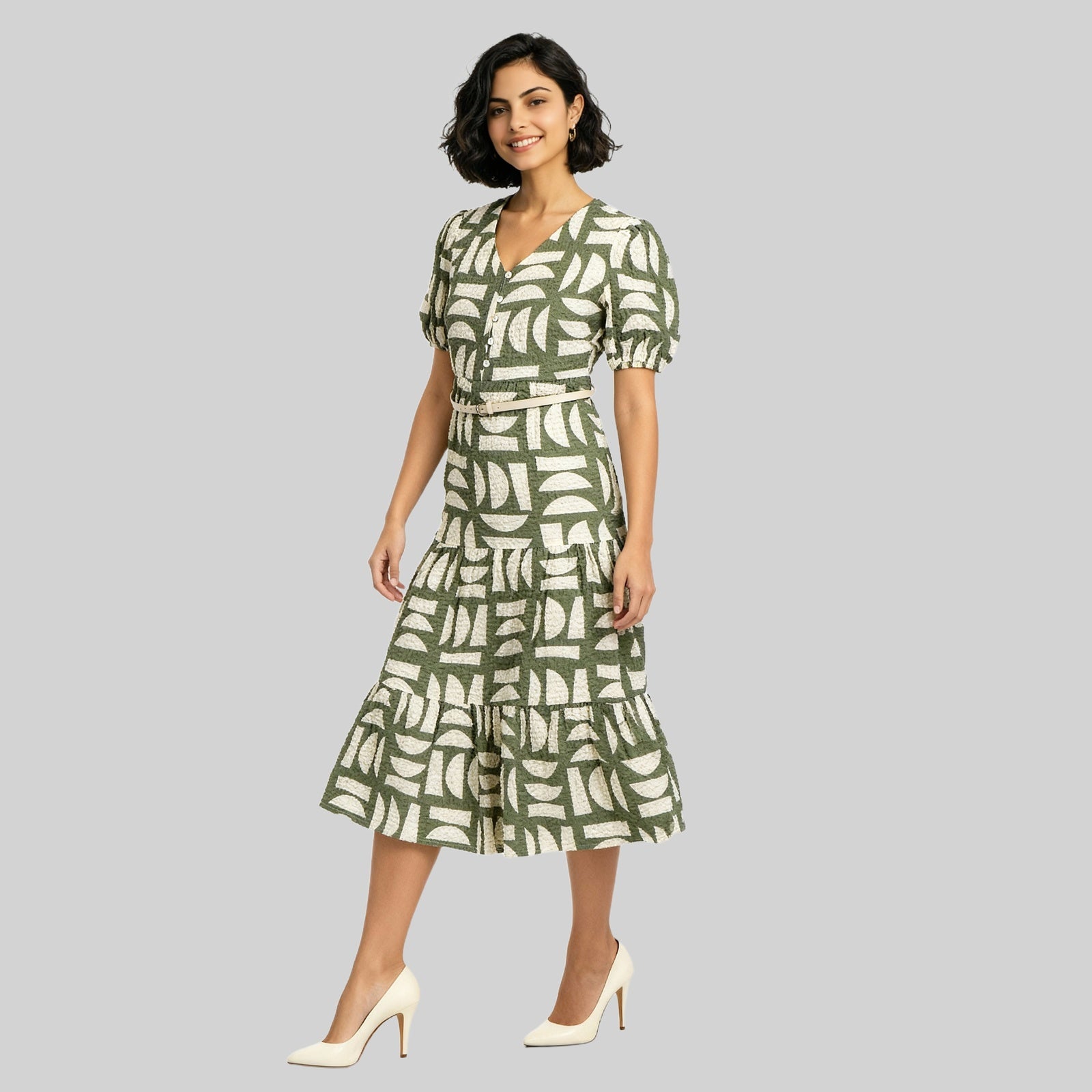 V-Neck Tiered Dress