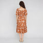 Polyester Printed Three-Fourth Sleeve Dress