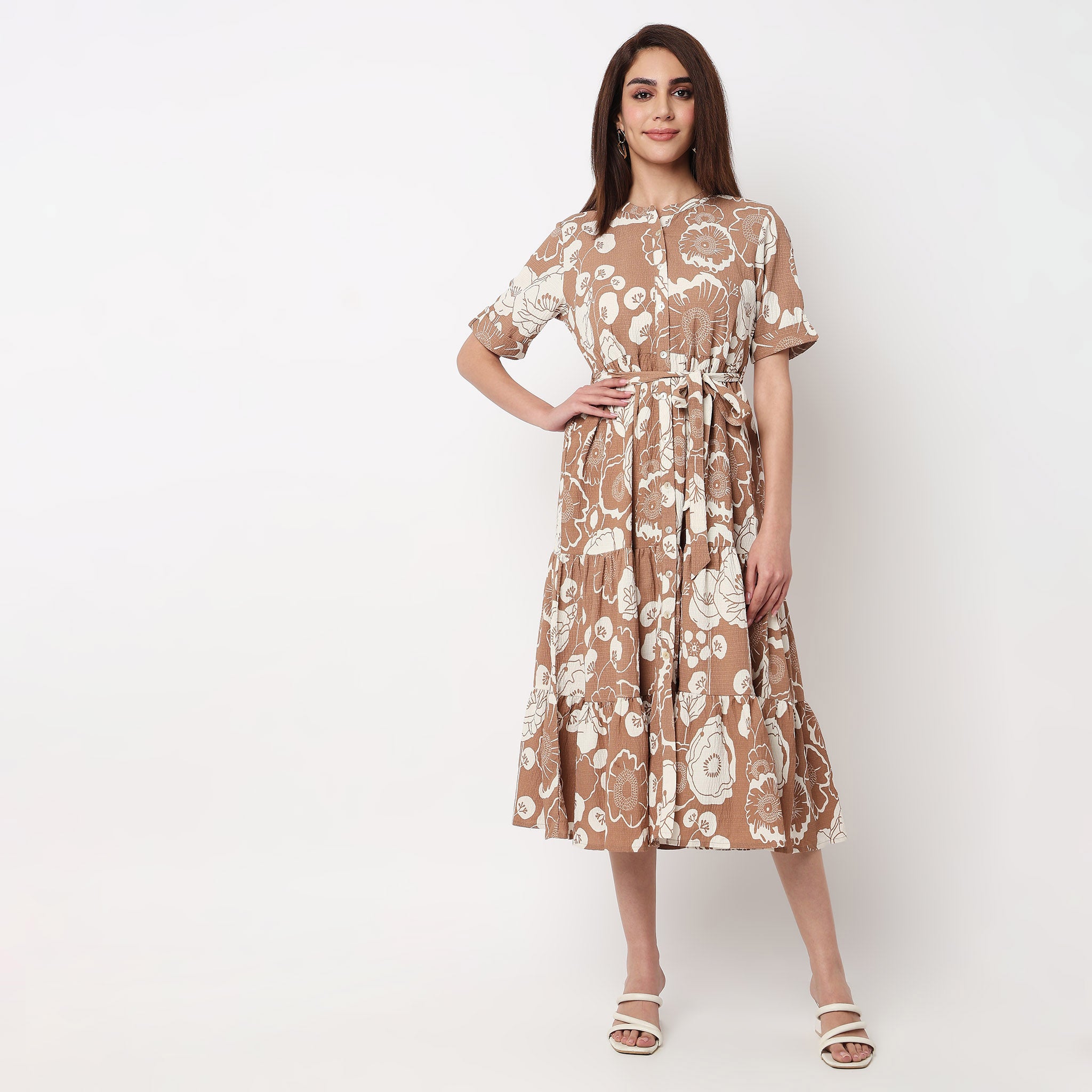 Full Placket Tiered Dress 