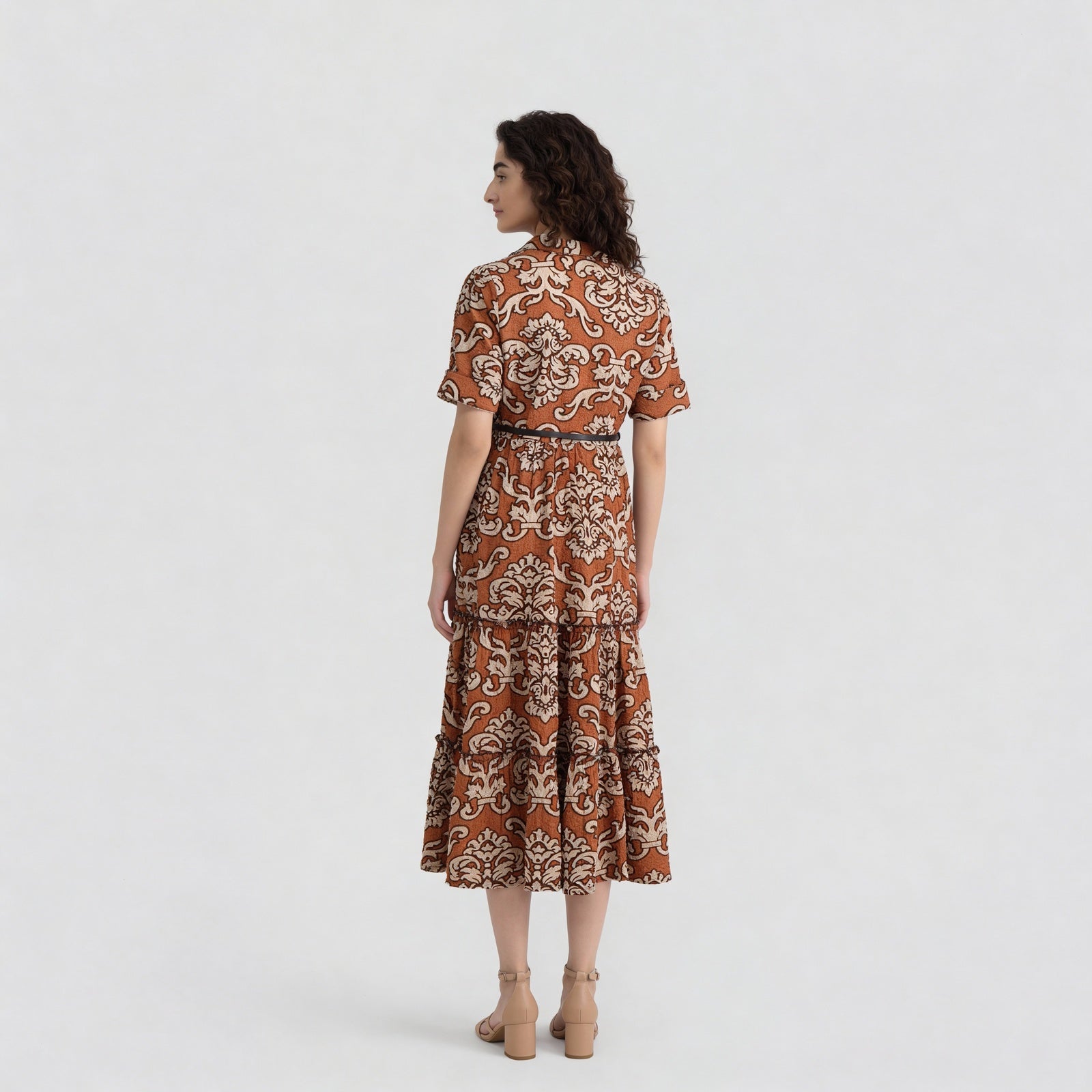 Polyester Printed Three-Fourth Sleeve Dress