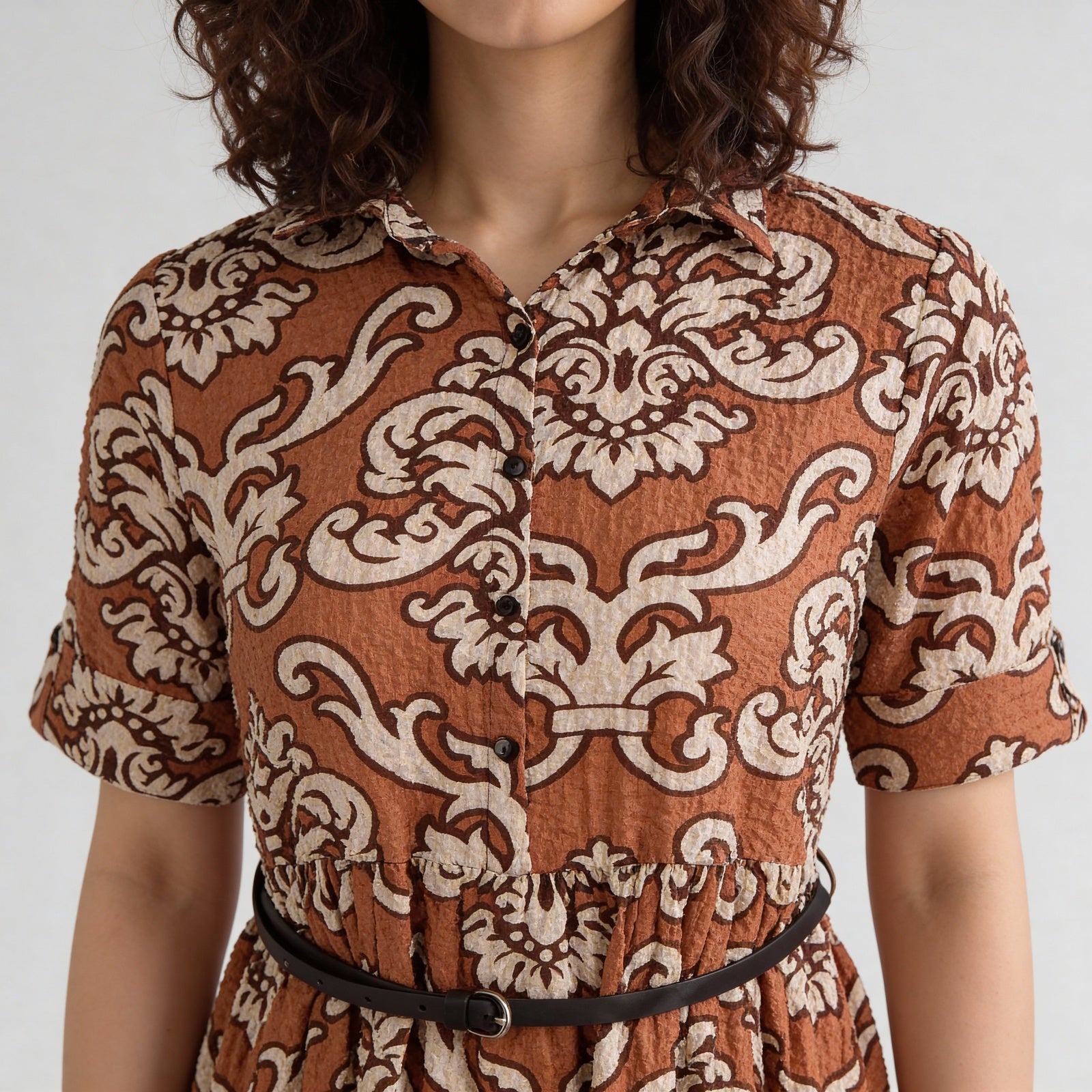 Polyester Printed Three-Fourth Sleeve Dress