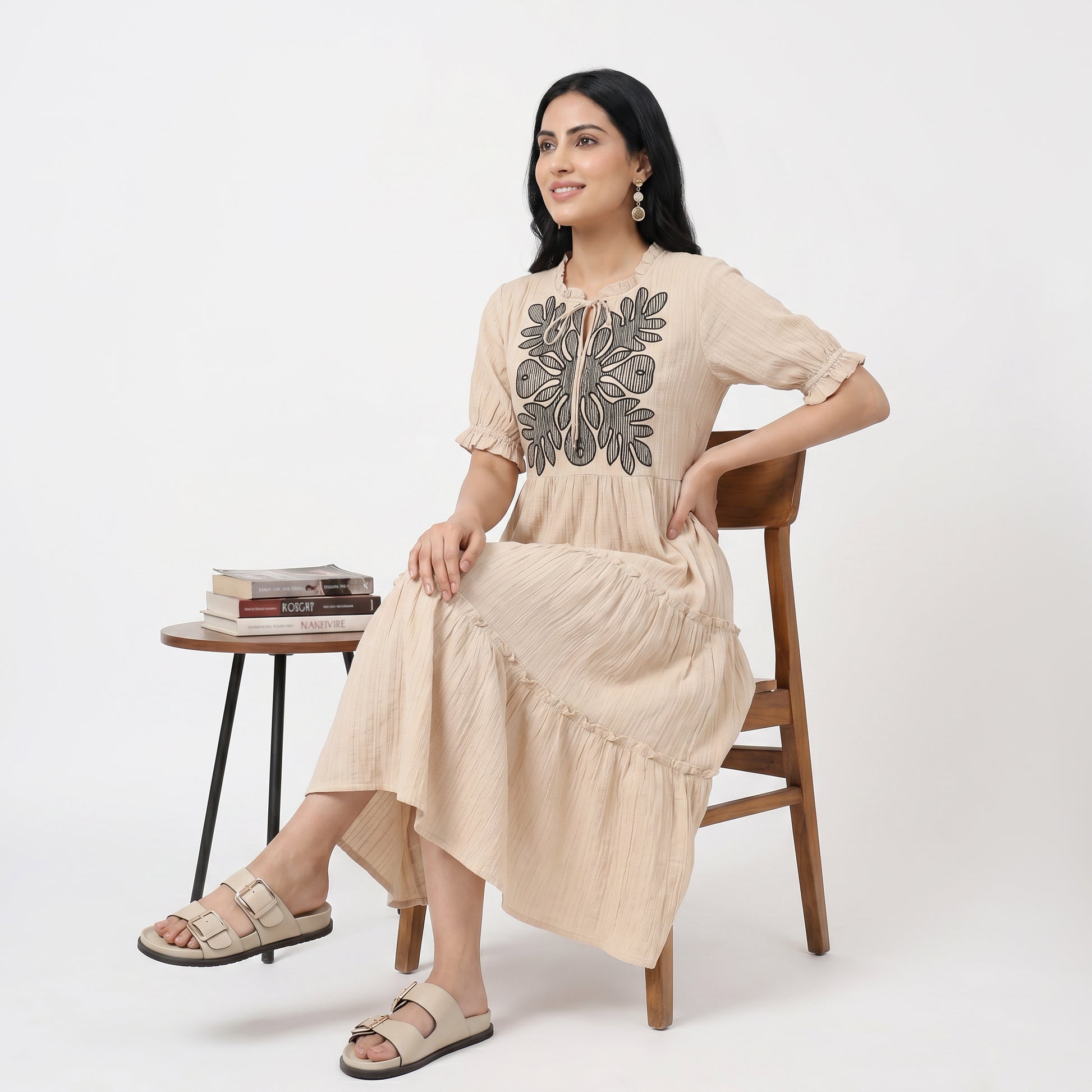 Embroidered Tiered Dress