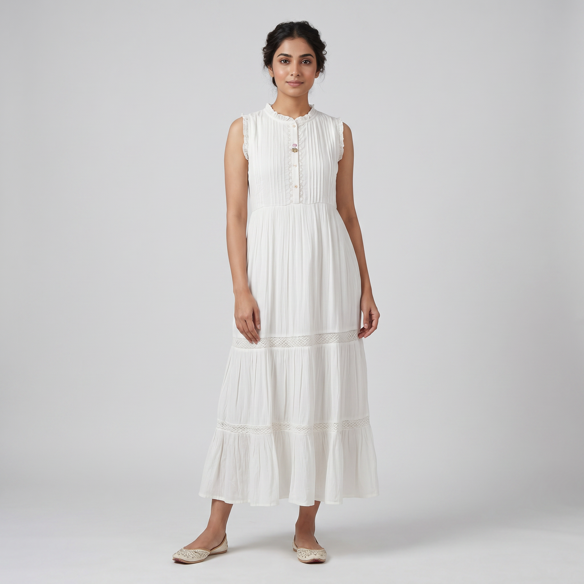 Solid Flared Tiered Dress