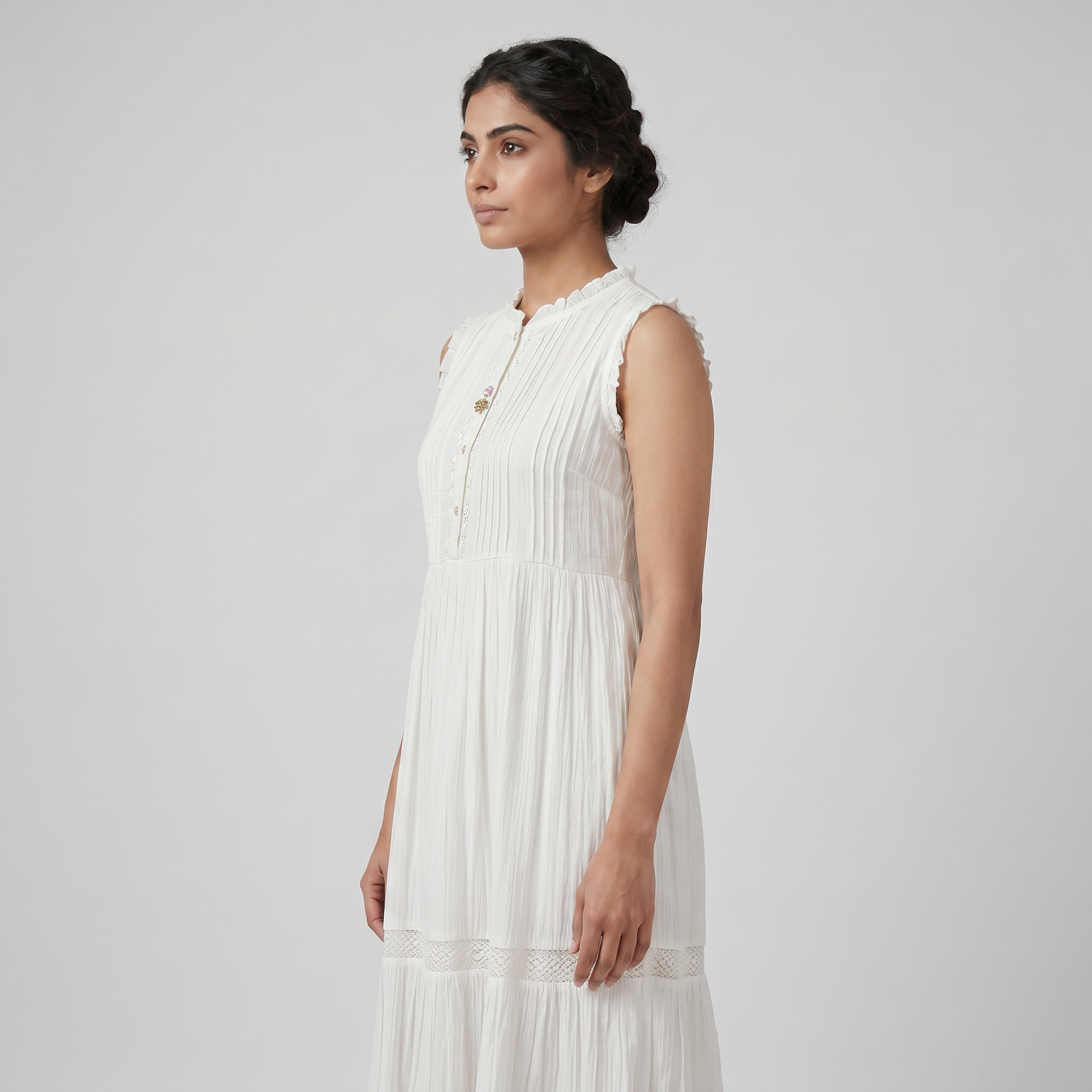 Solid Flared Tiered Dress