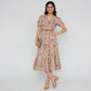 Printed V-Neck Tiered Dress