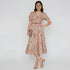Printed V-Neck Tiered Dress