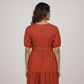 Embroidered V-Neck Tiered Dress