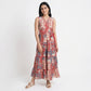Printed V-Neck Tiered Dress