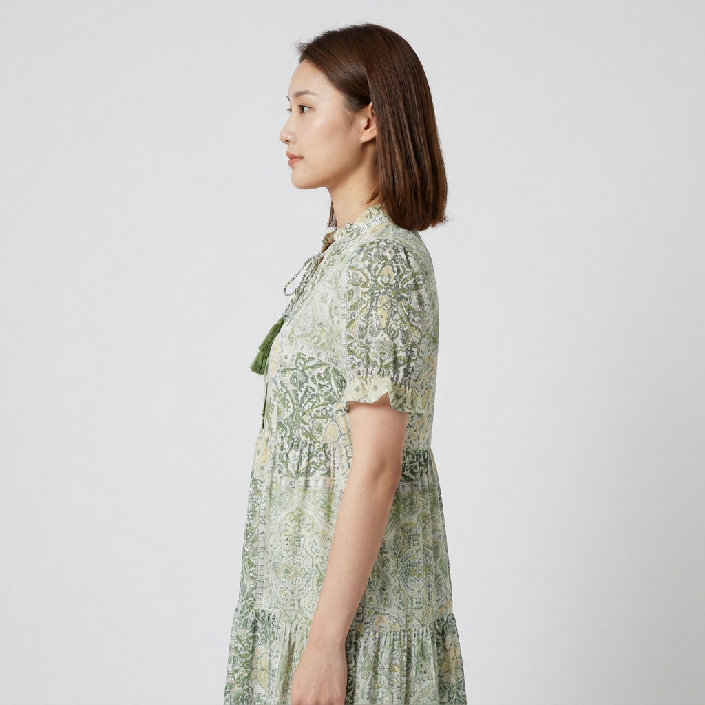 Ruffle Neck Tiered Dress