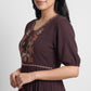 Embroidered V-Neck Flared Dress