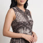 Printed Ruffel Neck Flared Dress