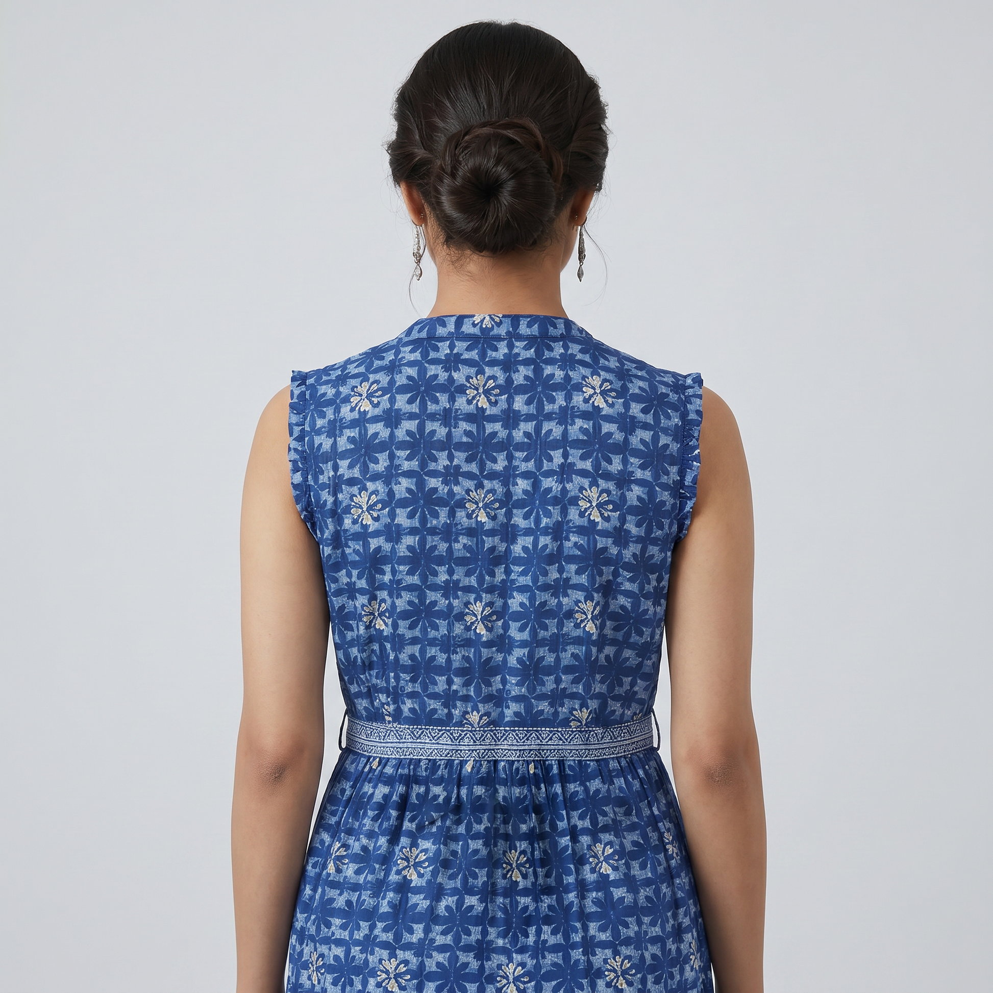 Printed V-Neck Tiered Dress