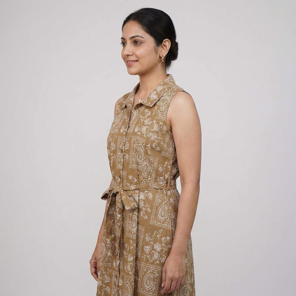 Printed A-Line Shirt Dress
