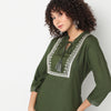 Straight Fit Solid Band Collar Kurta