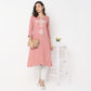 Straight Fit Embroidered Below Knee Boat Neck Table Kurta
