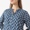 Straight Fit Printed Short Length Band Collar Short Kurta