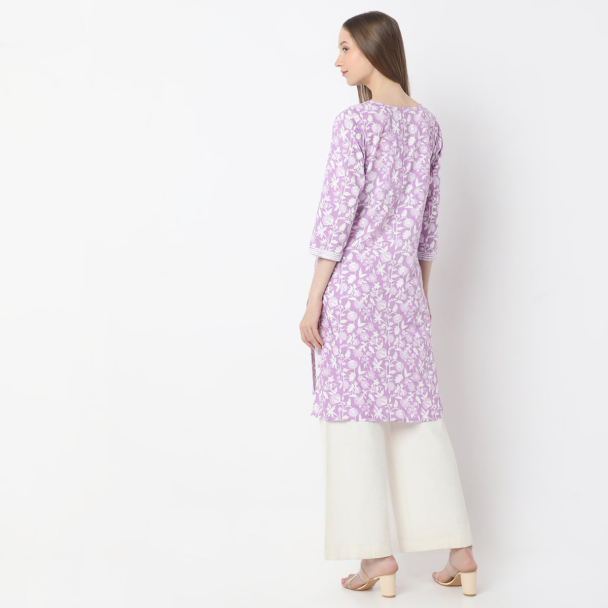 Printed Knee Length Yoke Straight Table Kurta