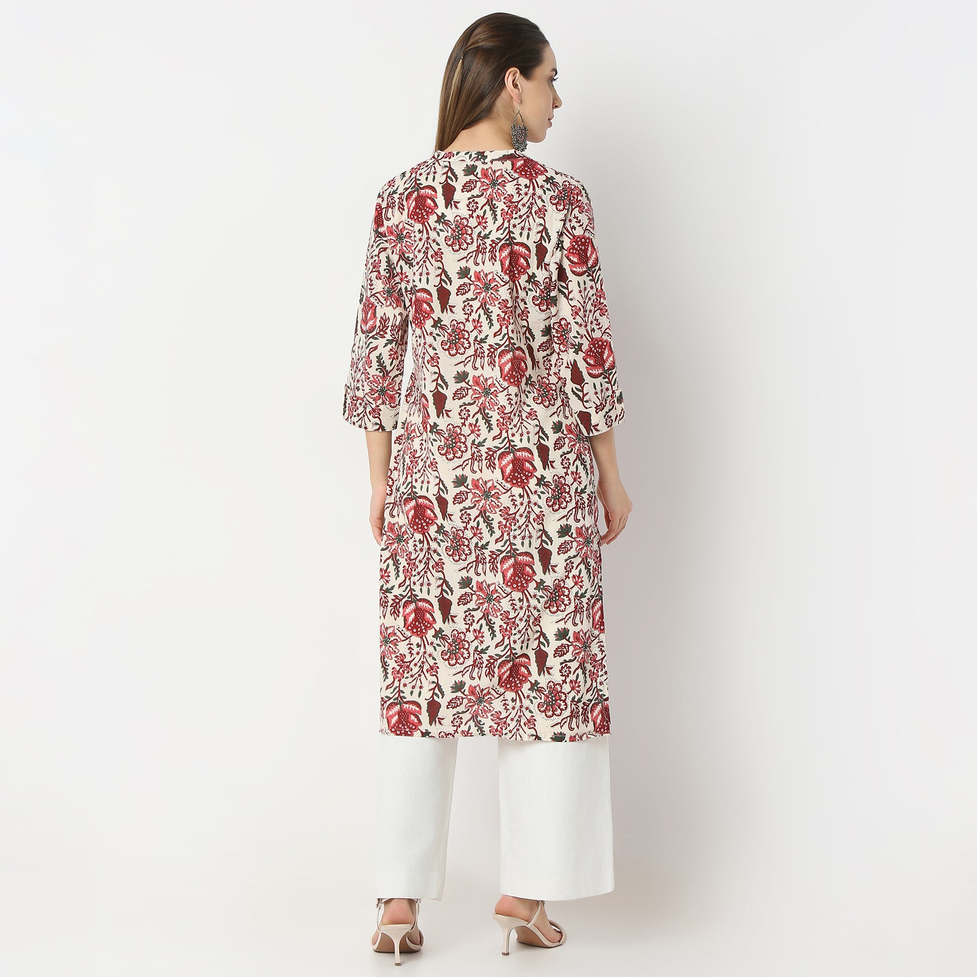 Straight Fit Floral Below Knee Kurta