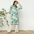 Straight Fit Printed Band Collar Calf Length Kurta