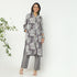Straight Fit Printed Band Collar Calf Length Kurta