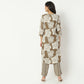 Straight Fit Printed Band Collar Calf Length Kurta