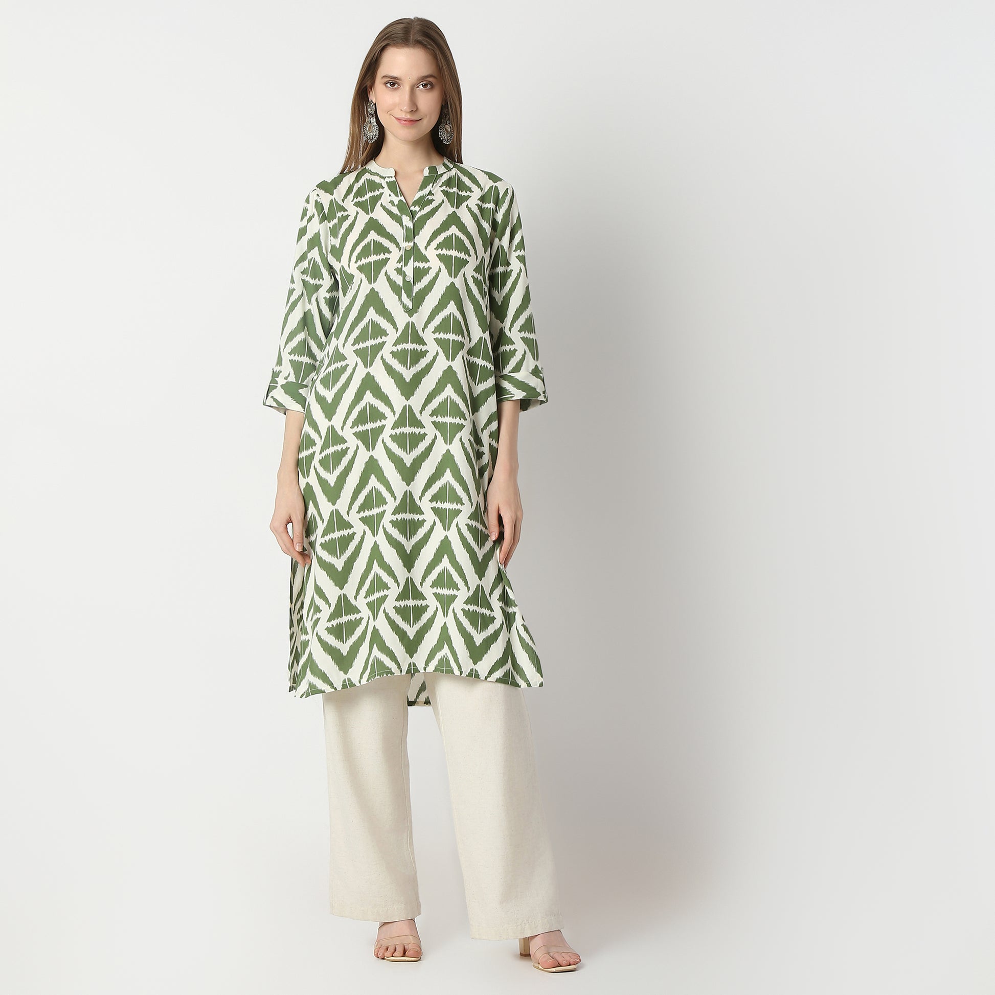 Straight Fit Printed Knee Length Kurta