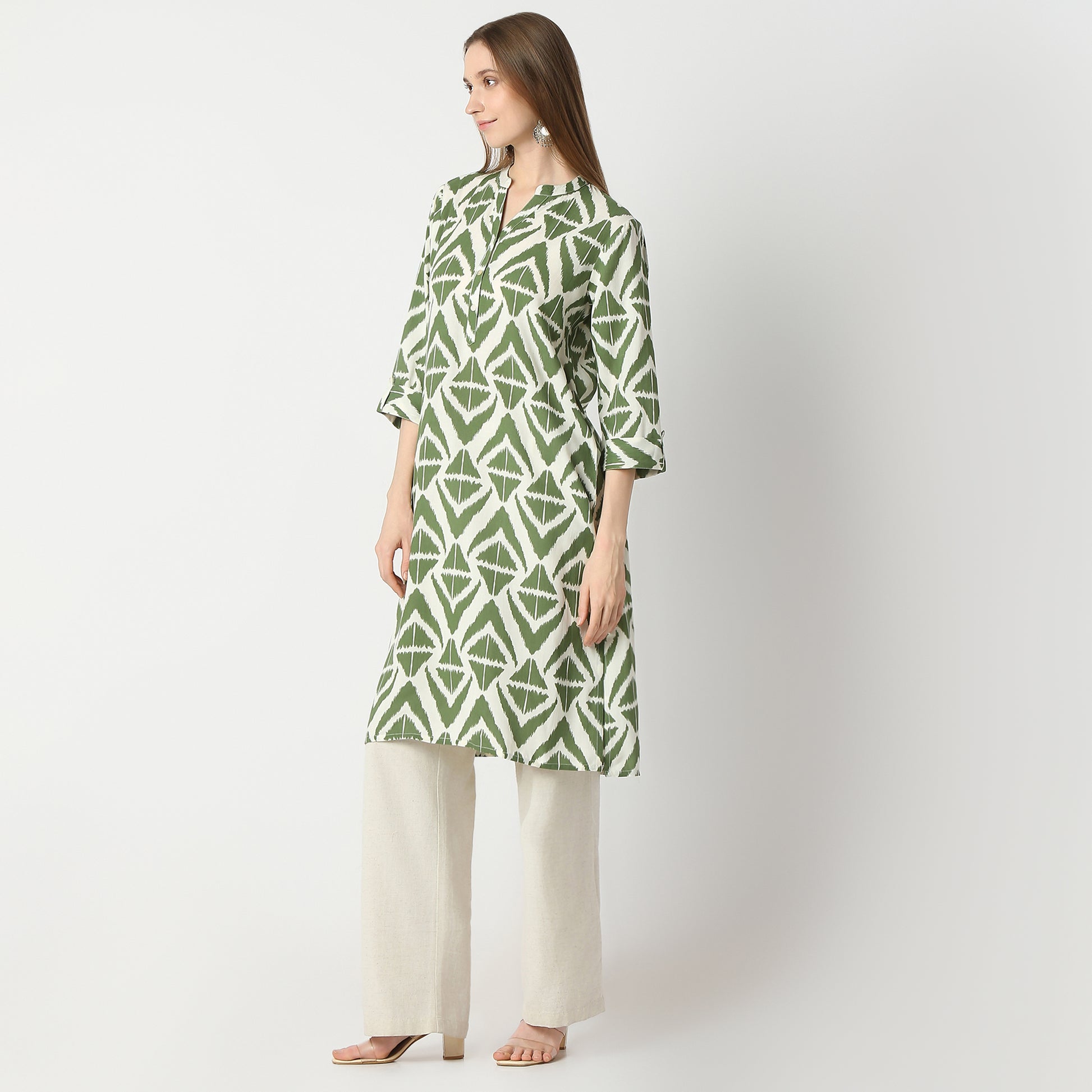 Straight Fit Printed Knee Length Kurta