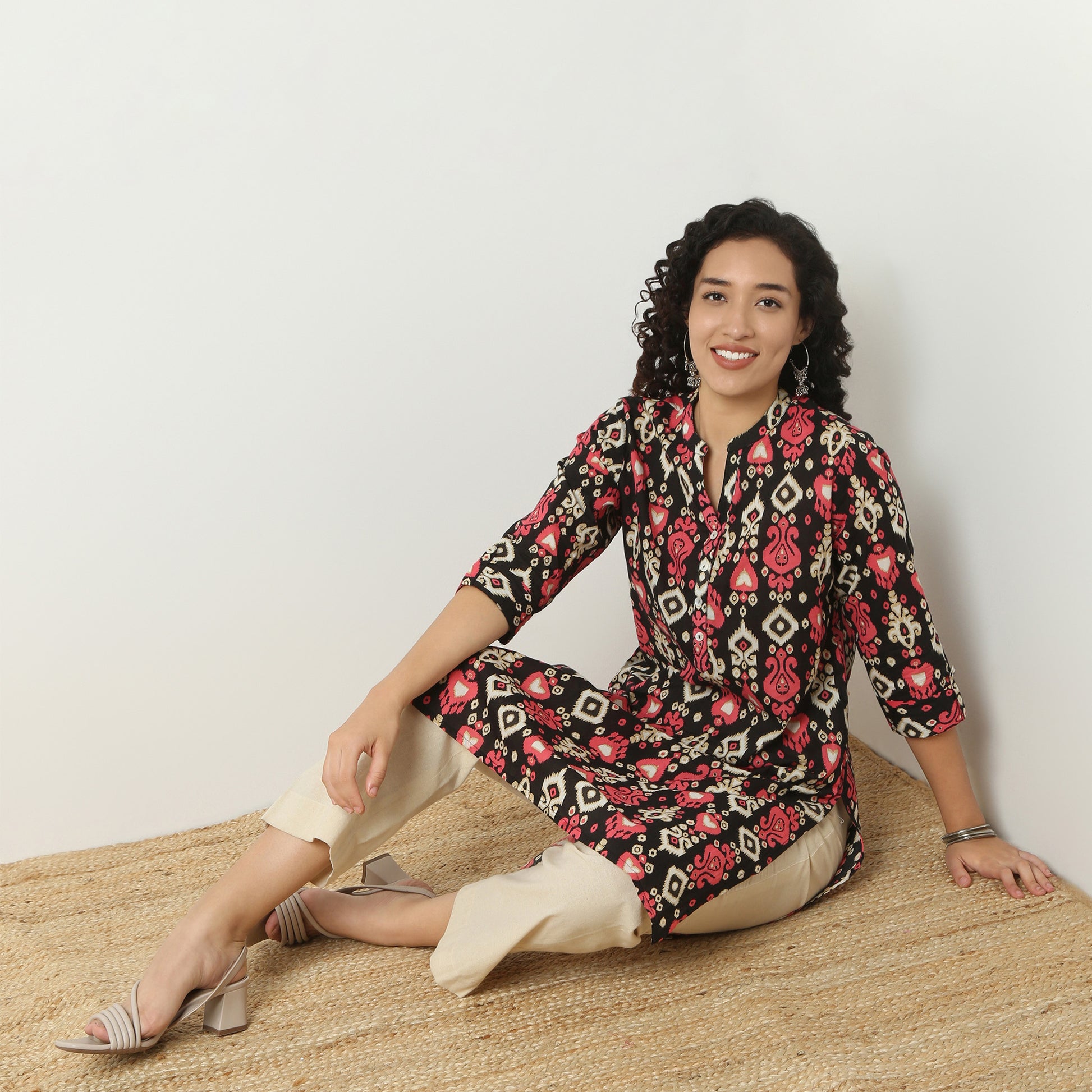 Half Placket Kurta-Cambric