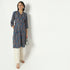 Straight Fit Printed Band Neck Calf Length Kurta